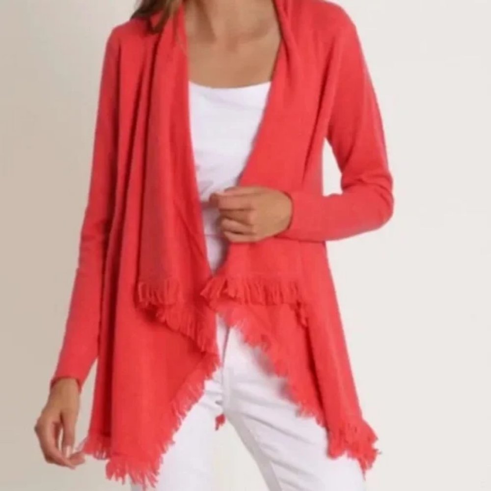 Letarte Cashmere Fringed Open Sweater
